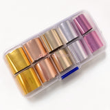 Nail Art Foil Box Set / 5 Colors / Metallic Pink Gold Champagne Silver Rose Gold