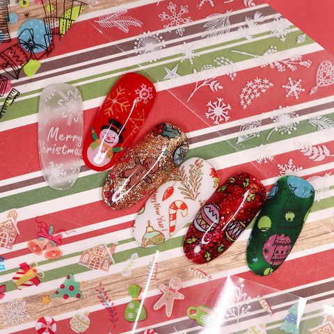 Nail Art Foil Box Set / 10 Designs / Festive Holiday Christmas Cute Nails