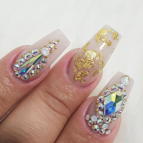 Nail Decor - Gold Foil Flakes Samples Swarovski Crystal Nails