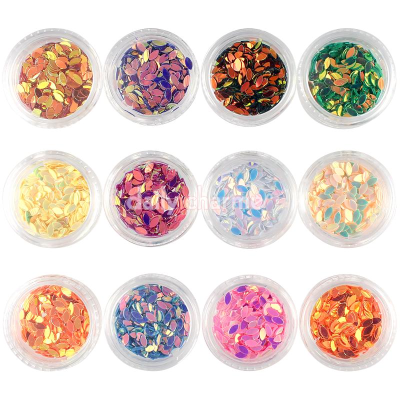 Colorful Iridescent AB Marquise Glitter Set / 12 Jars
