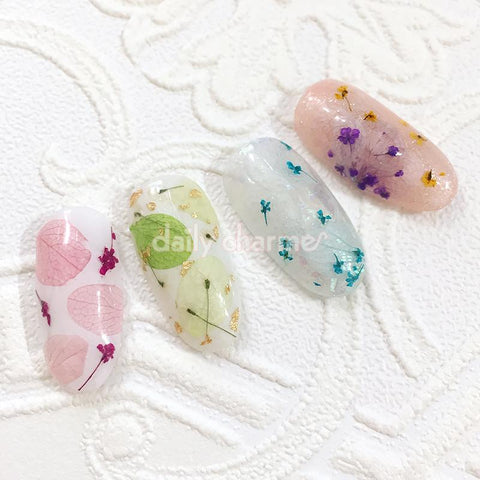 Nail Art Natural Hydrangea Flower Petals Set Pastel Rainbow Colors