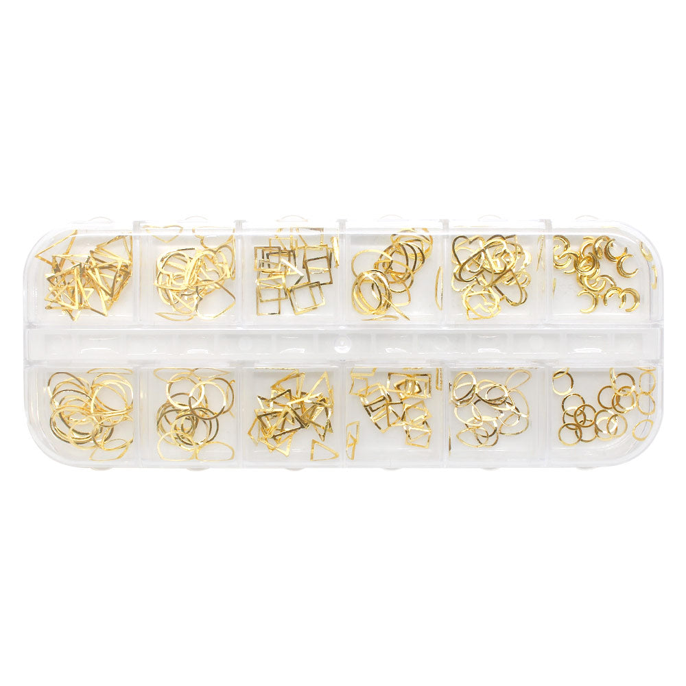 Gold Metal Frames Mix Box Set / 12 Shapes Nail Art Gold Metal Frames Mix Box Set / 12 Shapes