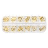 Nail Art Gold Metal Frames Mix Box Set / 12 Shapes
