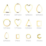 Nail Art Gold Metal Frames Mix Box Set / 12 Shapes