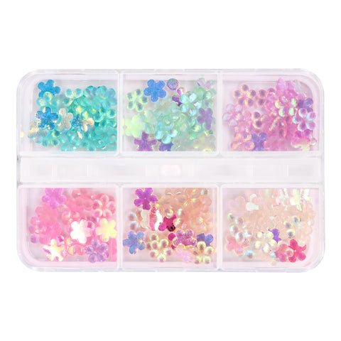 Dreamy Iridescent Resin Flower Mix / 6 Colors Nail Art Decors Gem Floral Daisy