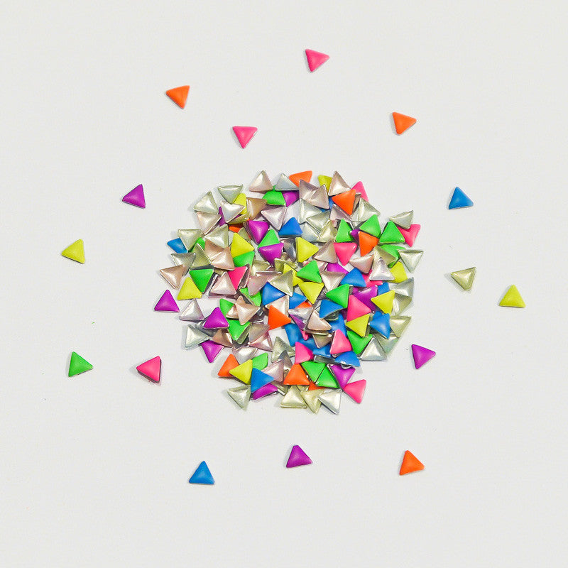 Neon Rainbow 3mm Triangle Studs Nail Art Decoration - Neon Rainbow 3mm Triangle Studs