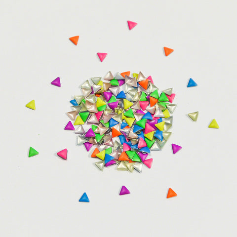 Nail Art Decoration - Neon Rainbow 3mm Triangle Studs