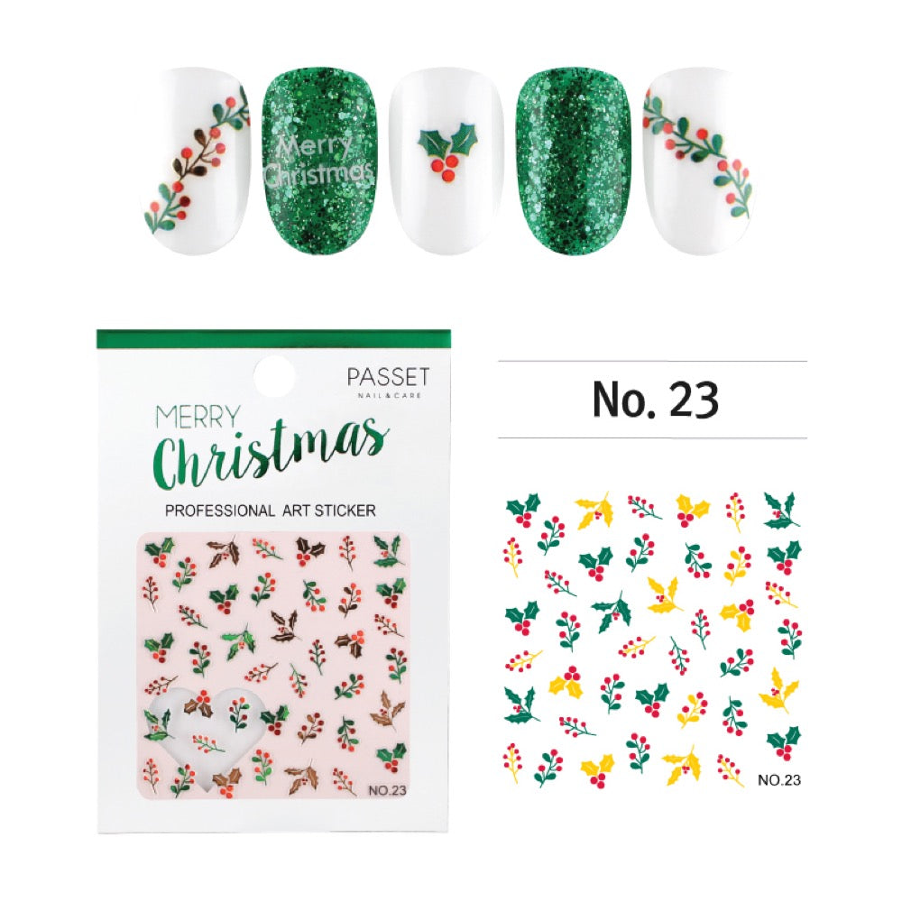 Passet Christmas Nail Art Sticker / Winter Holly Passet Christmas Holiday Nail Art Sticker / Winter Holly