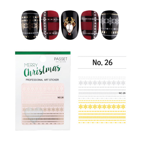 Passet Christmas Holiday Nail Art Sticker / Snowy Pattern