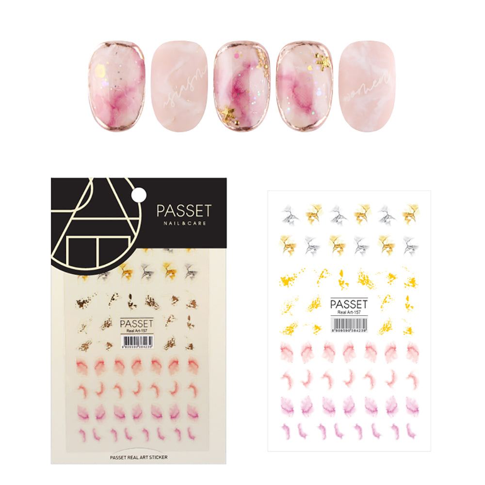 Passet Nail Art Sticker / Marble & Gold Passet Nail Art Sticker / Marble & Gold Pink Orange Yellow Design Spring Dreamy