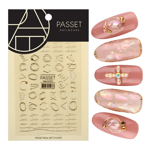 Passet Nail Art Sticker / Love & Smile Gold Wire Design Trendy