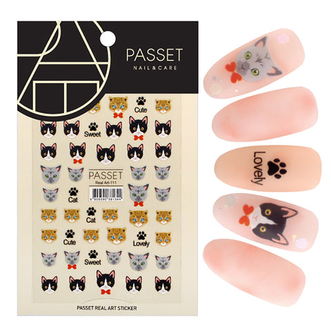 Passet Nail Art Sticker / Cute Kittens Tabby Tuxedo Cat Design