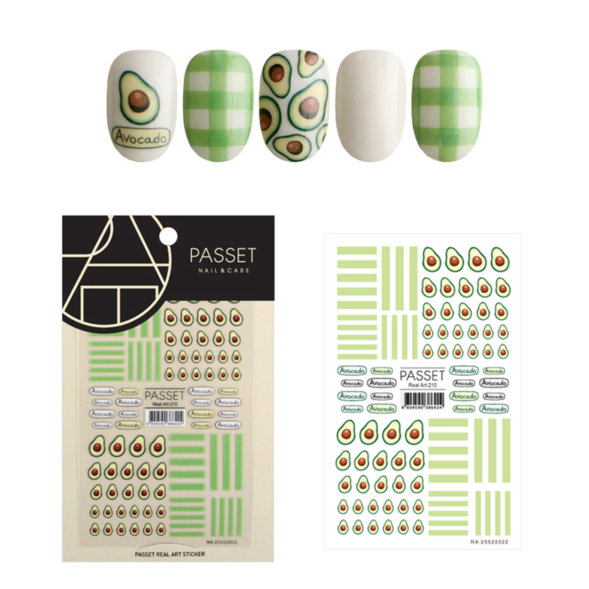 Passet Nail Art Sticker / Avocadorable Passet Nail Art Sticker / Avocadorable Avocado Toast Lover Y2K Design