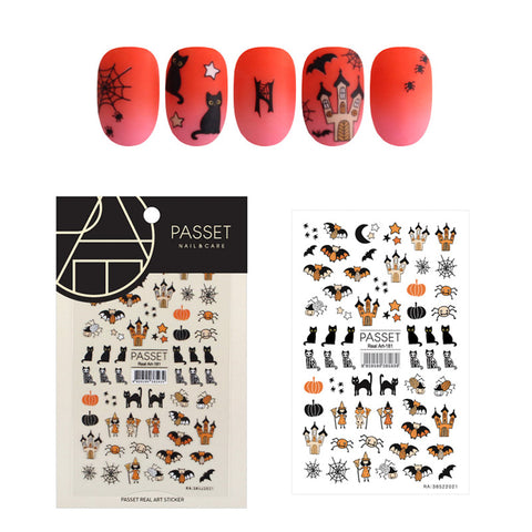 Passet Halloween Nail Art Sticker / Spooky House Cat Cute Design Easy DIY