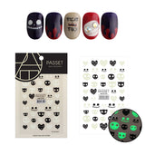 Passet Halloween Nail Art Sticker / Pumpkin King Skulls Cute Design Hearts DIY Easy