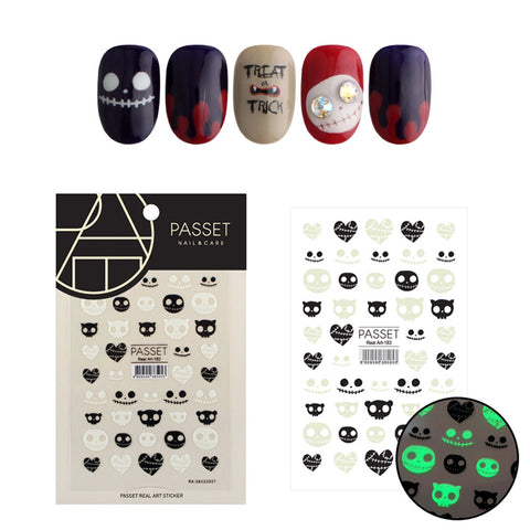 Passet Halloween Nail Art Sticker / Pumpkin King Skulls Cute Design Hearts DIY Easy