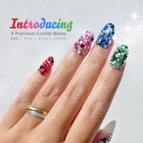 Nail Crystal Red Preciosa Round Flatback Rhinestone / Red Color Mix