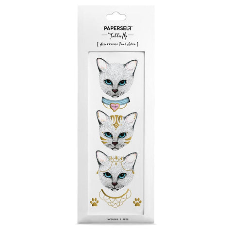Meow Cat Fashion Instagram Style by PAPERSELF Temporary Tattoo