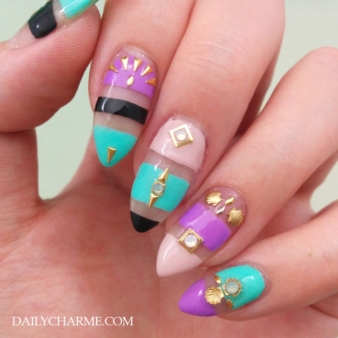 Daily Charme Nail Art | Silver Mini Marquise Metal Studs