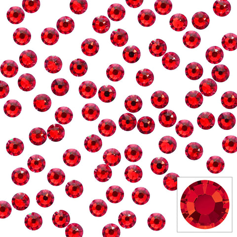 Swarovski Round Flatback Rhinestone / Light Siam Red Nail Art