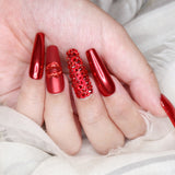 Swarovski Round Flatback Rhinestone / Light Siam Red Nails