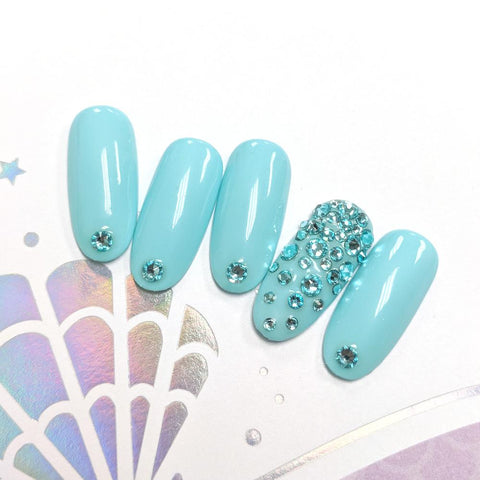 Nail Art Crystal Swarovski Round Flatback Rhinestone / Light Turquoise