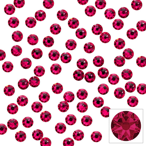 Swarovski Round Flatback Rhinestone / Ruby Dark Red Crystals for Nail Art