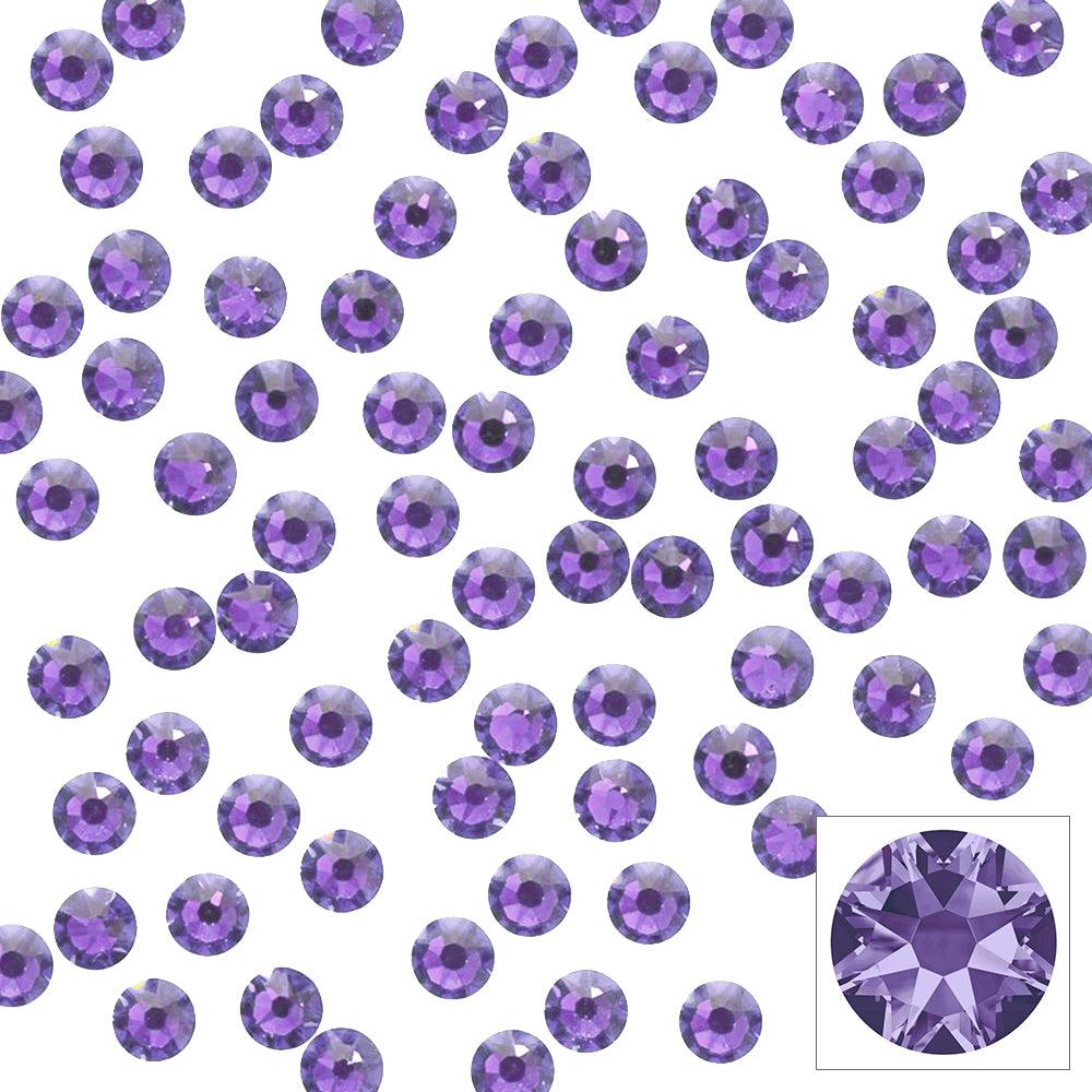 Swarovski Round Flatback Rhinestone / Tanzanite Swarovski Round Flatback Rhinestone / Tanzanite Lavender Purple Crystals for Nail Art