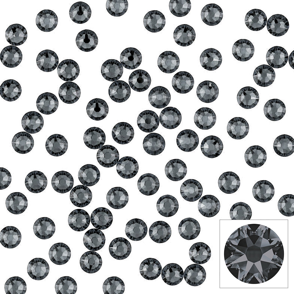 Swarovski Round Flatback Rhinestone / Silver Night Swarovski Round Flatback Rhinestone / Silver Night Dark Black Crystals for Nail Art