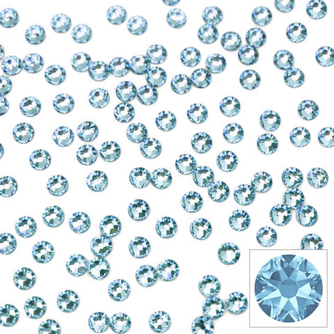 Swarovski Round Flatback Rhinestone / Aquamarine Light Blue Crystals for Nail Art