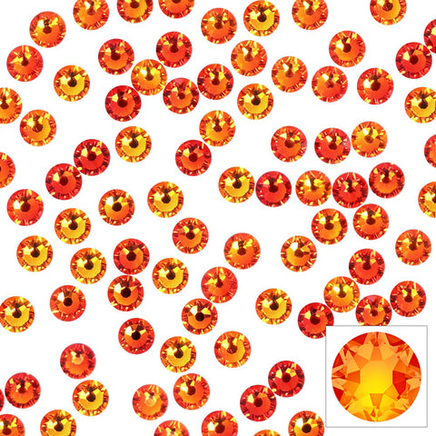 Swarovski Round Flatback Rhinestone / Fireopal Orange Yellow Gold for Autumn Nail