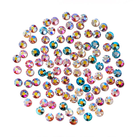 Swarovski SS 12 Round Flatback Crystal Value Mix / AB Rainbow for Nail Art