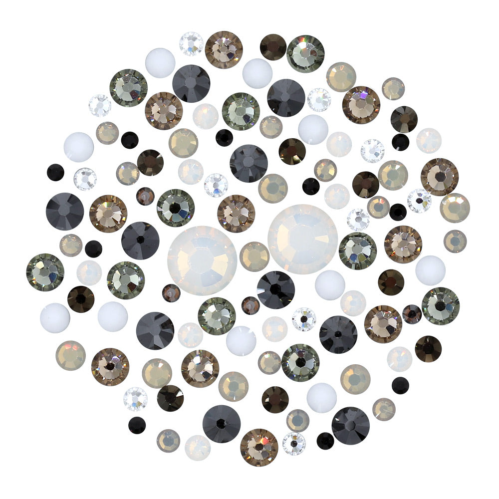 Swarovski Neutral Round Flatback Crystal Black White Opal Nail Art Rhinestone