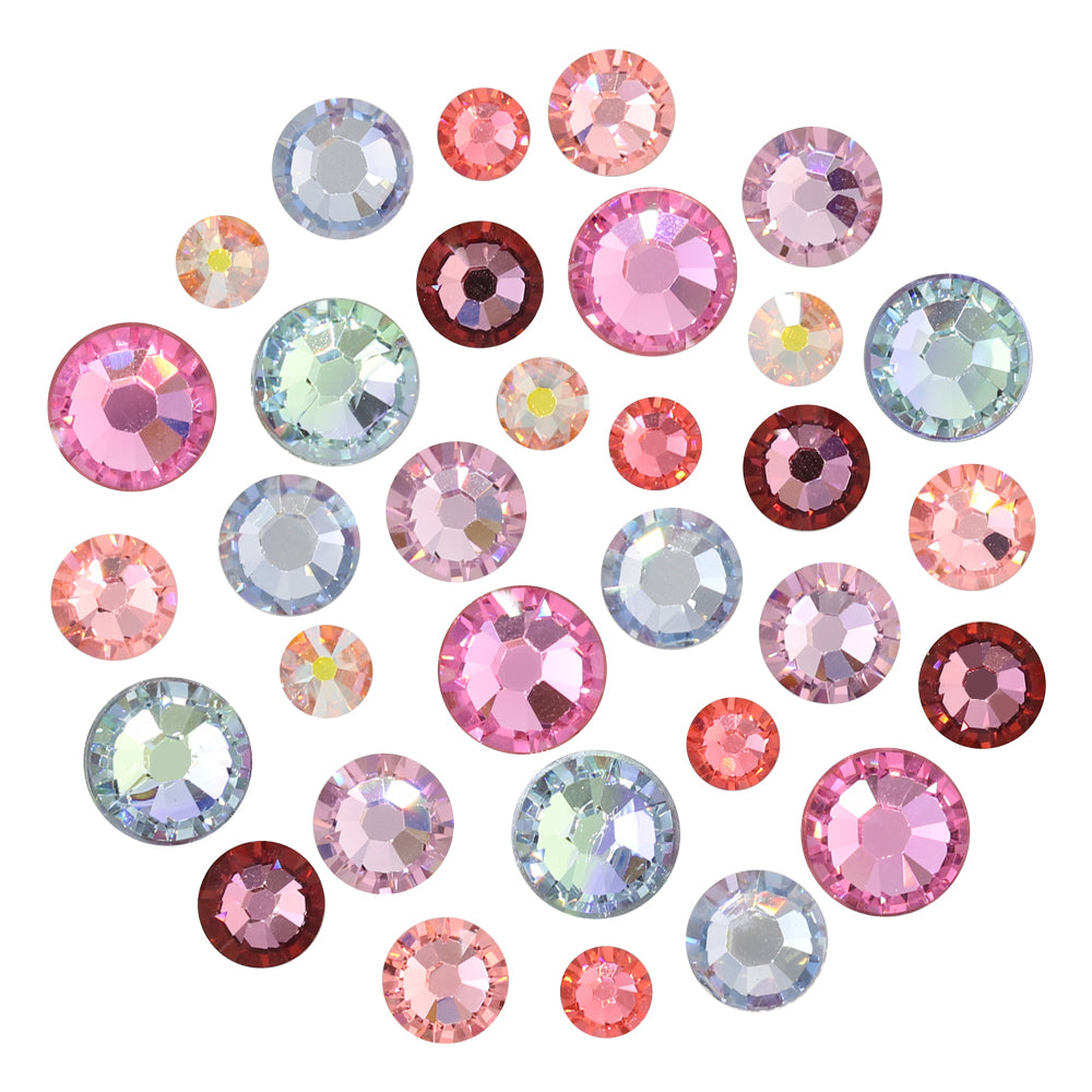 Swarovski XL Round Flat Back Crystal Value Mix Nail Art Pink Blue Purple