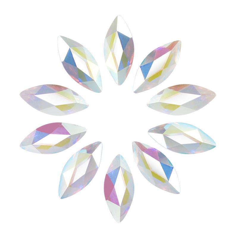 Swarovski Marquise Flatback Rhinestone / Crystal AB Swarovski Marquise Flatback Rhinestone / AB New Shape Nail Art Crystals