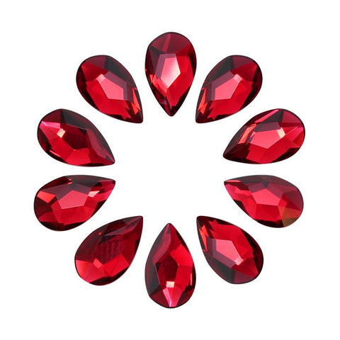 Swarovski Pear Shape Flatback Rhinestone / Scarlet