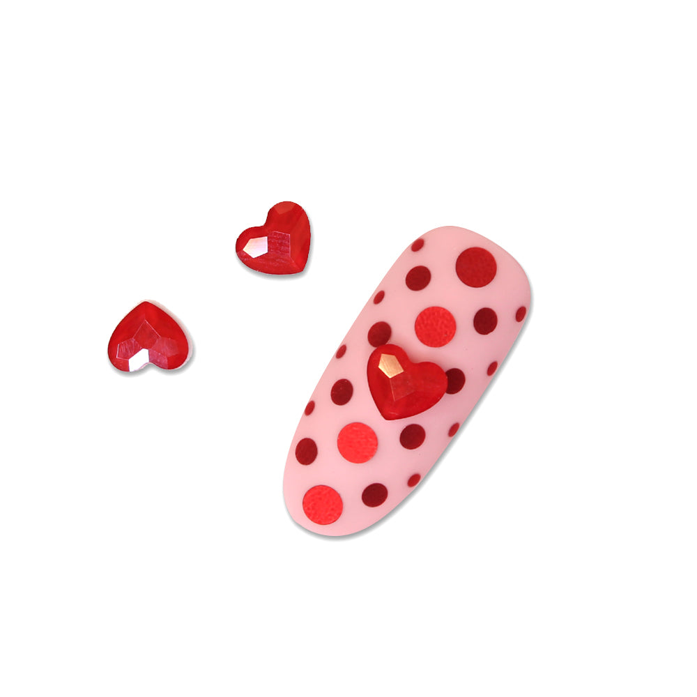 Swarovski Heart Flatback Rhinestone / Royal Red Lacquer Valentine