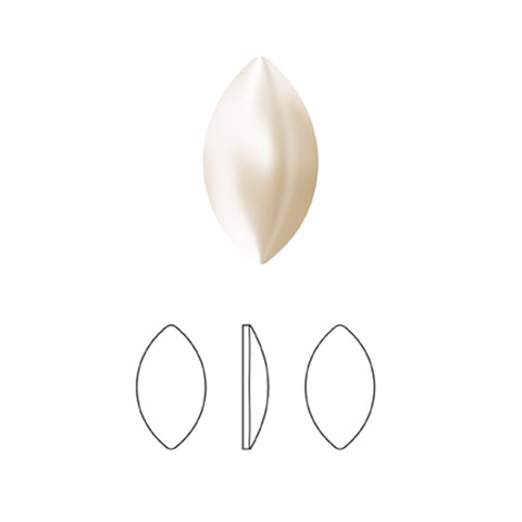 Swarovski Hotfix Navette Cabochon Flatback Pearl in CREAM 2208/4