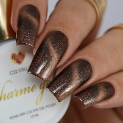 Charme Gel / Cat Eye C22 Stellar Brown Dark Beige Rose Gold Galaxy Polish