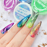 Electric Neon Pigment / Purple Bright Nail Design Rainbow