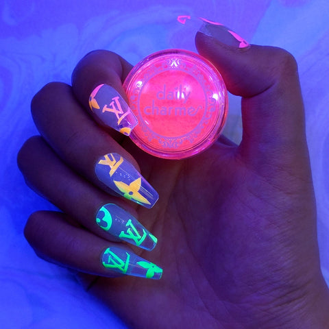 Electric Neon Pigment / Pink Nail Art Rainbow Design