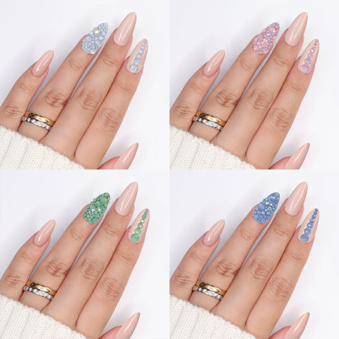 Twinkle Twinkle Rhinestone Opal Collection / 4 Colors Pastel White Rose Green Blue Chrysolite