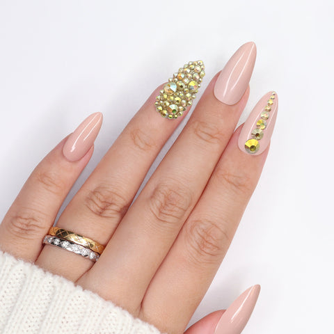 Twinkle Twinkle Round Flatback Rhinestone Mix for Nail Art | Metallic Sunshine