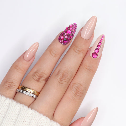 Twinkle Twinkle Round Flatback Rhinestone Mix for Nail Art | Fuchsia