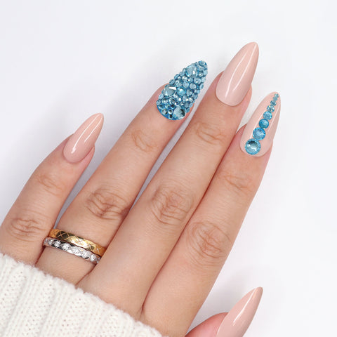 Twinkle Twinkle Round Flatback Rhinestone Mix / Aquamarine Blue Nail Crystal