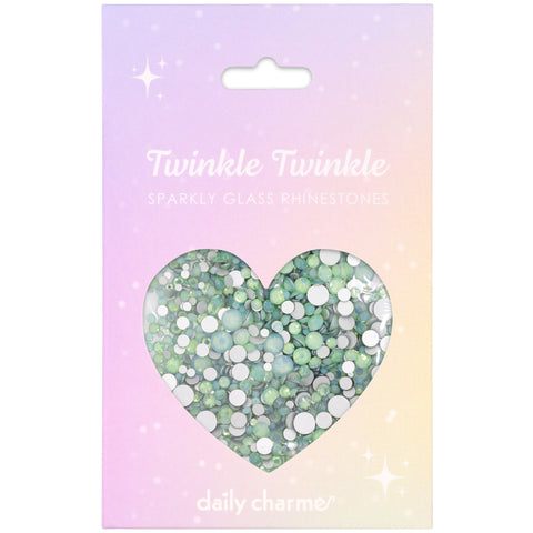 Twinkle Twinkle Round Flatback Rhinestone Mix / Chrysolite Opal Green Nail Crystal