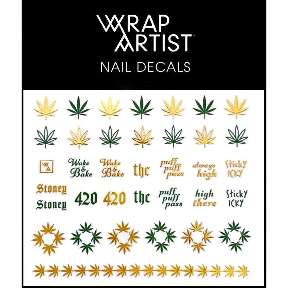 WrapArtist Nail Decals / Bake Sale WrapArtist Nail Decals / Bake Sale Weed Leaf Gold Design