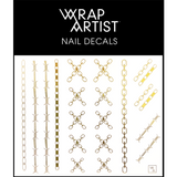 Daily Charme Nail Art WrapArtist Nail Decals / Gold Chain Gang