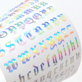 Vinyl Film Sticker / Blackletter Alphabet Old English Font / Holographic Silver