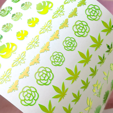 Vinyl Film Sticker / Botanical Garden Weed Leaf / Chameleon Lime